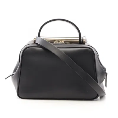 Pre-owned Valextra Black Leather Handbag Shoulder Bag ()