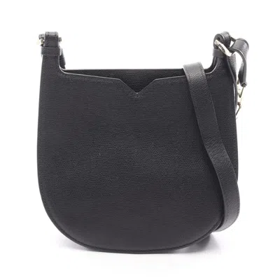 Pre-owned Valextra Black Leather Handbag Shoulder Bag ()