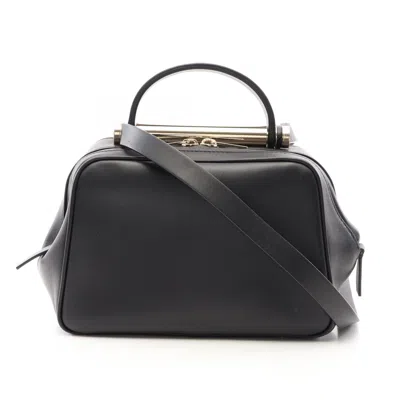 Pre-owned Valextra Black Leather Handbag Shoulder Bag ()