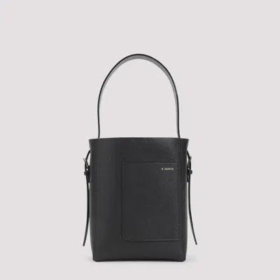 VALEXTRA BLACK SOFT SMALL BUCKET BAG
