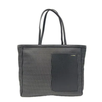 Pre-owned Valextra Black White Leather Handbag Tote Bag () In Black, White