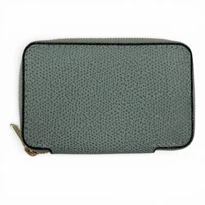 Pre-owned Valextra Blue Gray Leather Coin Purse/coin Case () In Blue, Gray
