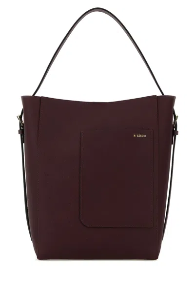 Valextra Burgundy Leather Soft Bucket Bag In Brown