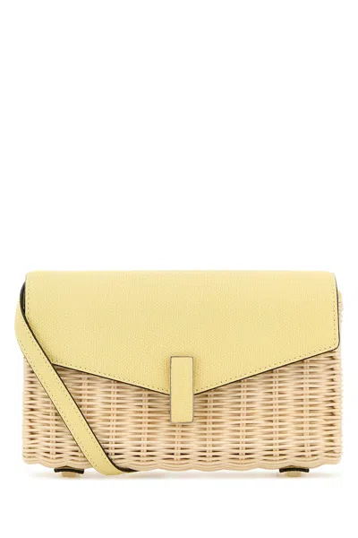 Valextra Wicker Iside Crossbody Bag In Yellow