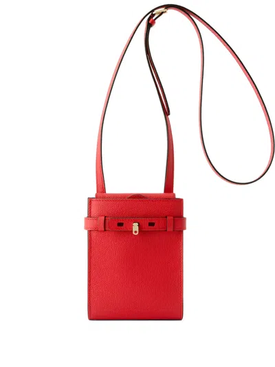 Valextra Brera B-tracollina Belted Leather Crossbody Bag In Red