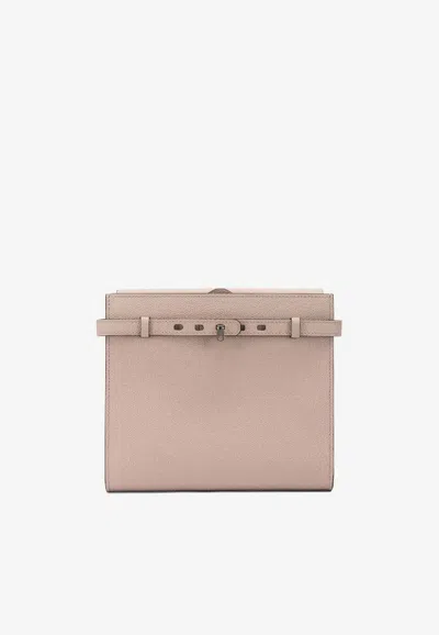Valextra Brera B-tracollina Leather Crossbody Bag In Pink