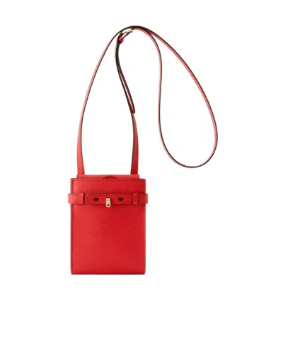 Valextra Brera B-tracollina Slim Crossbody Micro Bag In Red