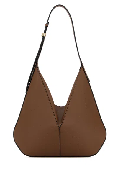 Valextra Brow Leather Small Vivi Shopping Bag In Brown