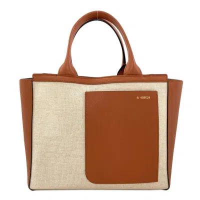 Pre-owned Valextra Brown Canvas Leather Shopping Bag Tote Bag ()