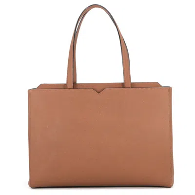 Pre-owned Valextra Brown Chocolate Leather Shopping Bag Tote Bag () In Brown, Chocolate
