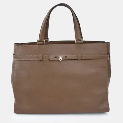 Pre-owned Valextra Brown Leather B-cube Tote Bag