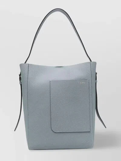 Valextra Bucket Bag With Adjustable Strap And Handle In Blue