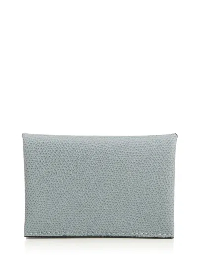 Valextra Button Card Holder Wallets Light Blue