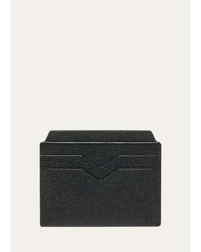 Valextra Calf Leather Card Holder In Nero