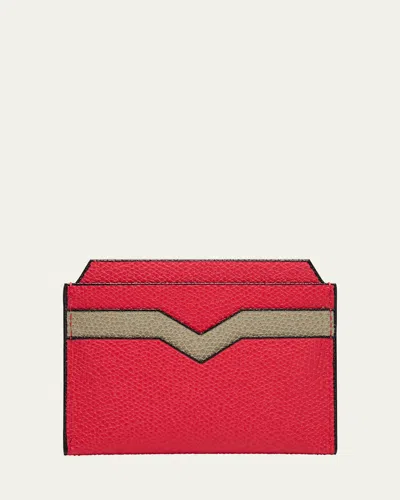 Valextra Calf Leather Card Holder In Ptgvr Tango Tundra