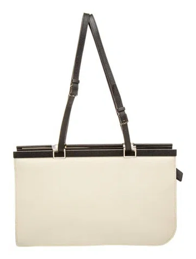 Pre-owned Valextra Calfskin Shoulder Bag W/ Tags In Neutral