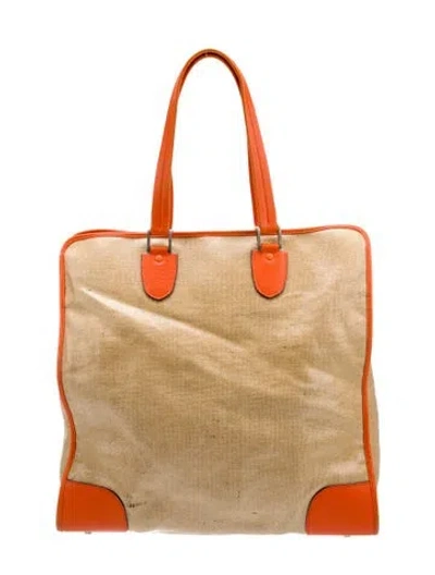Pre-owned Valextra Canvas Tote In Neutral