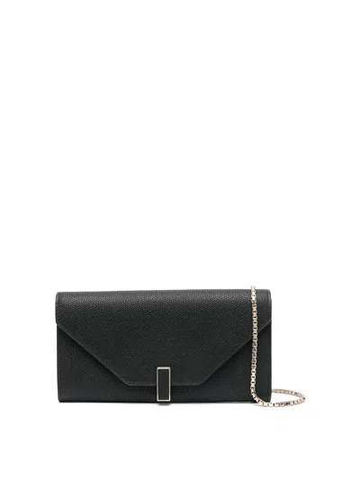 Valextra Leather Continental Wallet In Black