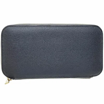 Pre-owned Valextra Charcoal Gray Leather Coin Purse/coin Case ()