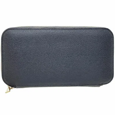Pre-owned Valextra Charcoal Gray Leather Coin Purse/coin Case ()