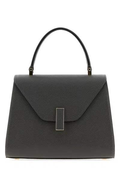 Valextra Charcoal Leather Mini Iside Handbag In Grey