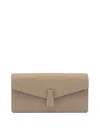 Valextra Chain Strap Rectangular Clutch With Textured Finish In Brown