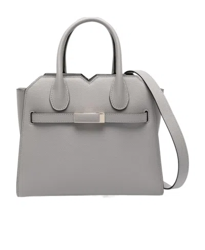 Valextra Double Handle Shoulder Bag In Gray