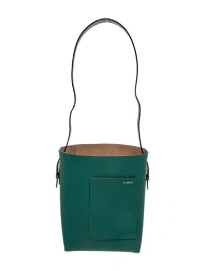 Pre-owned Valextra Embossed Leather Shoulder Bag In Green