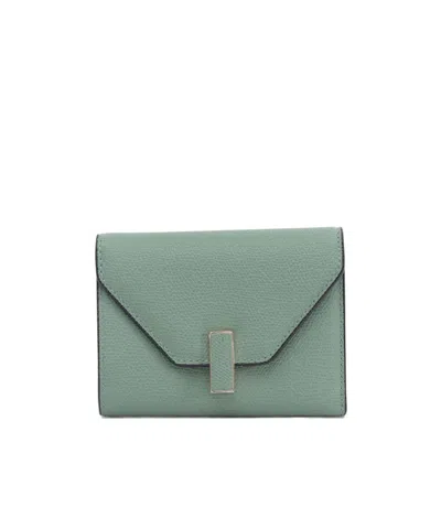 Valextra Flap Fold Textured Wallets & Cardholders In Green
