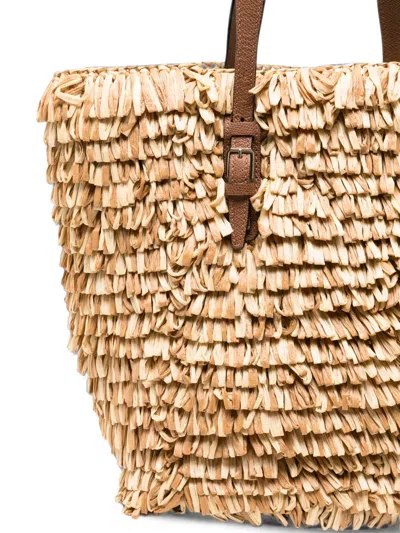 Valextra Fringed Raffia-effect Tote Bag In White