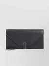 Valextra Grained Calf Leather Chain Wallet In Black