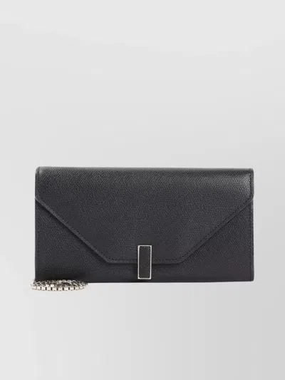 Valextra Grained Calf Leather Chain Wallet In Grey