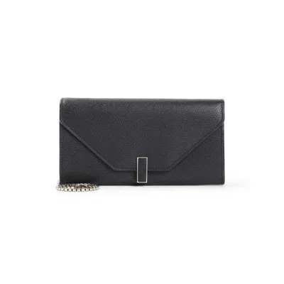 Valextra Grained Calf Leather Wallet In Black