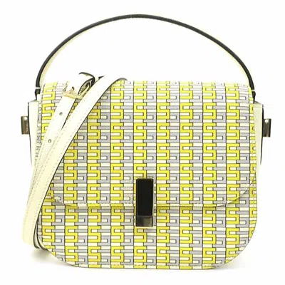 Pre-owned Valextra Gray Ivory Yellow Leather Handbag Shoulder Bag () In Gray, Ivory, Yellow