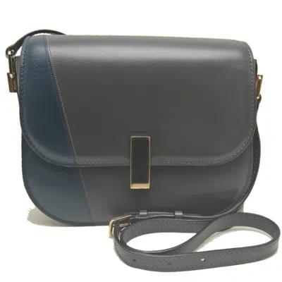 Pre-owned Valextra Gray Navy Leather Shoulder Bag () In Gray, Navy