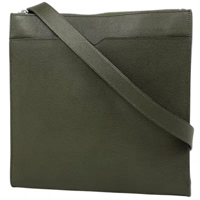 Pre-owned Valextra Green Khaki Leather Shoulder Bag () In Multi