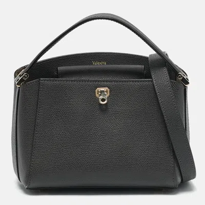 Pre-owned Valextra Grey Leather Micro Brera Top Handle Bag