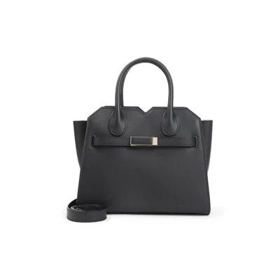 Valextra Structured Calf Leather Shoulder Bag In Black