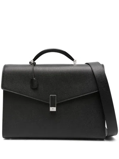 Valextra Iside Leather Messenger Bag In Black