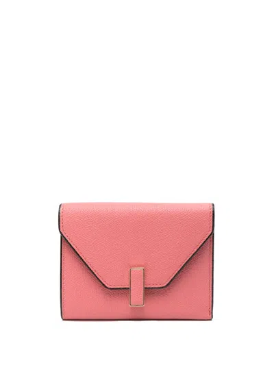 Valextra Iside Bi-fold Leather Wallet In Pink