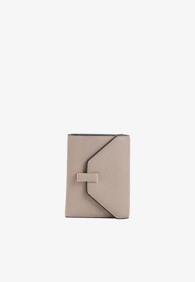 Valextra Iside Bi-fold Wallet In Sand