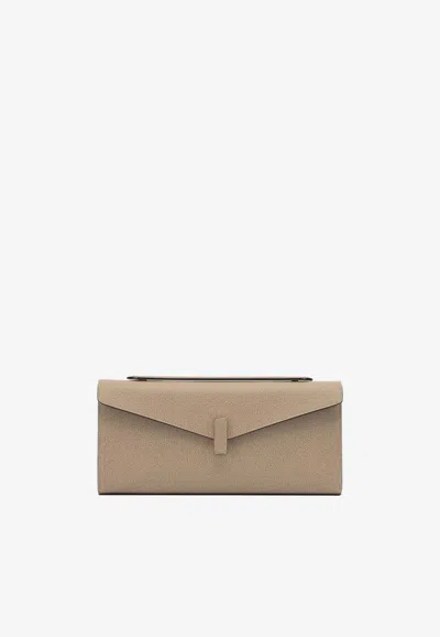 Valextra Iside Calf Leather Clutch Bag In Sand