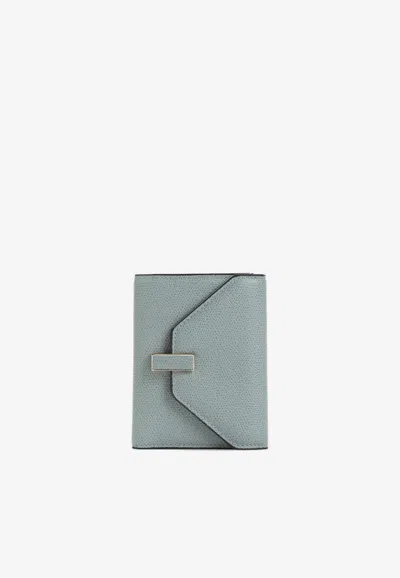 Valextra Iside Calf Leather Wallet In Blue