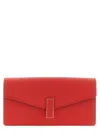 Valextra Chain Strap Rectangular Clutch With Textured Finish In Red