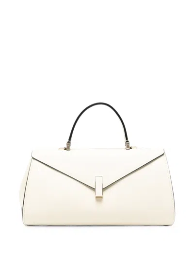 Valextra Iside Editor Leather Tote Bag In White