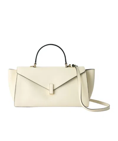 Valextra Iside Editor Top Handle Medium Bag In White