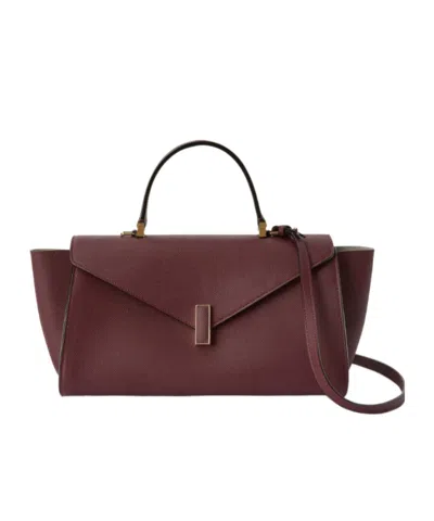 Valextra Iside Editor Top Handle Medium Bag In Wine Red