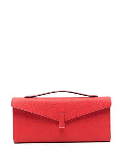 Valextra Iside Flap Clutch Bag In Red