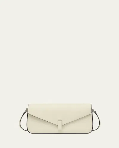 Valextra Iside Flap Leather Shoulder Bag In Gold White Ww