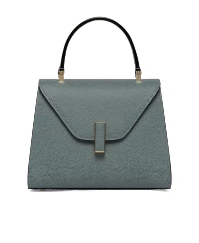 Valextra Iside Foldover Mini Top Handle Bag In Gray